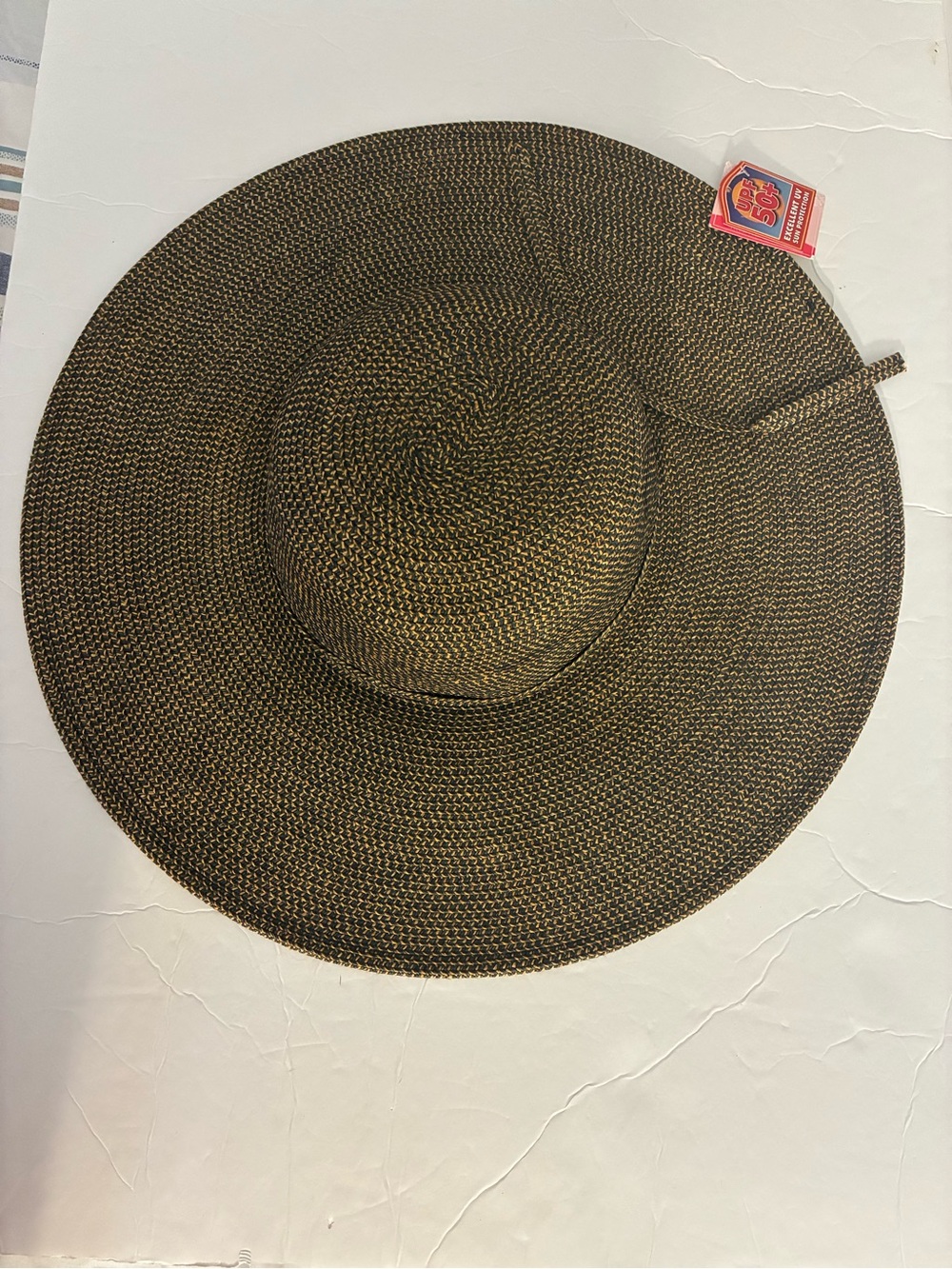 Scala UPF 50 Sun Protection Straw Hat Wide Brim One Size Beach Resortwear Chic